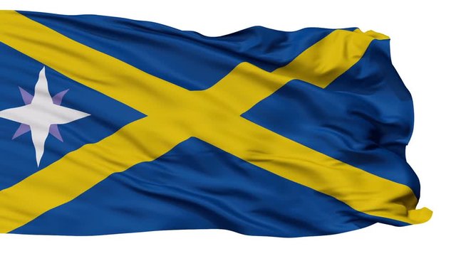 Forcas and Careiras Micronation Flag, Isolated Realistic 3D Animation, Seamless Loop - 10 Seconds Long, Alpha Channel Included