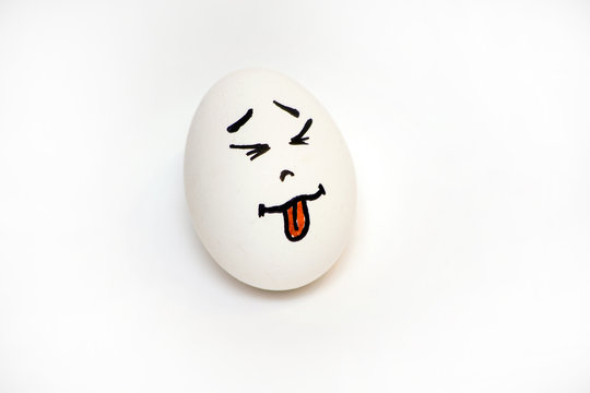 egg with a protruding tongue emotions eyes closed