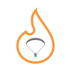 Obraz premium Isolated line art flame icon with a paraglider