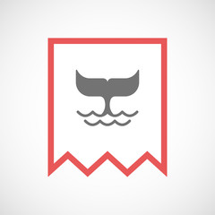 Isolated line art ribbon icon with a whale tail