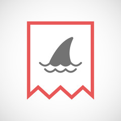 Isolated line art ribbon icon with a shark fin