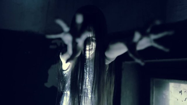 spirit of the girl in an old scary house. limb of Satan