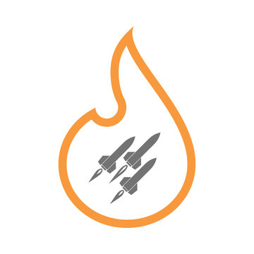 recommend clip art: Isolated line art flame icon with missiles