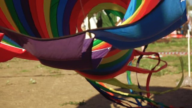 Floating multi-colored parachute
