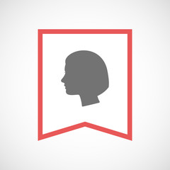 Isolated line art ribbon icon with a female head