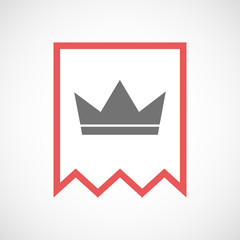 Isolated line art ribbon icon with a crown