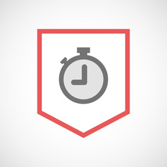 Isolated line art ribbon icon with a timer