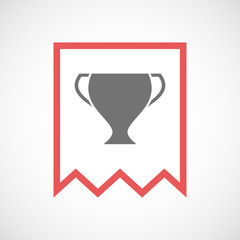 Isolated line art ribbon icon with a cup