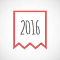 Isolated line art ribbon icon with a 2016 sign