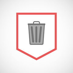 Isolated line art ribbon icon with a trash can
