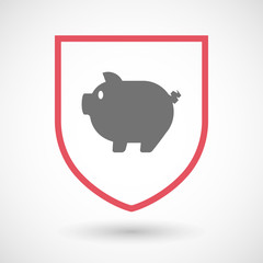 Isolated line art shield icon with a pig