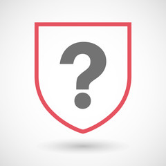 Isolated line art shield icon with a question sign