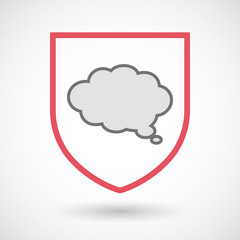 Isolated line art shield icon with a comic cloud balloon