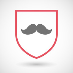 Isolated line art shield icon with a moustache