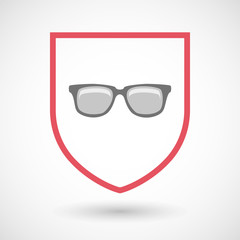 Isolated line art shield icon with a glasses