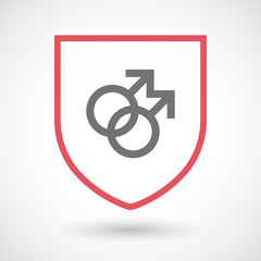 Isolated line art shield icon with a gay sign