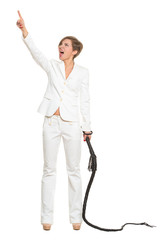 business woman with a whip in her hands.