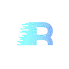 Letter R logo design template,technology,electronics,digital,logotype