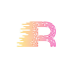 Letter R logo design template,technology,electronics,digital,logotype