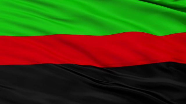 Republic of New Afrika Micronation Flag, Close Up Realistic 3D Animation, Seamless Loop - 10 Seconds Long