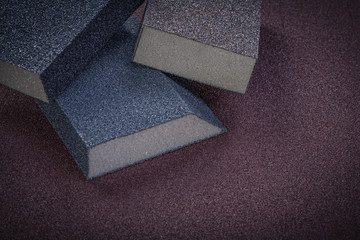 Sanding sponges on emery paper top view abrasive tools