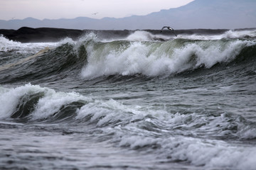 beach in stormy weather
