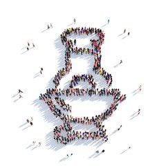 barbecue grill people 3D rendering