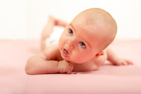 Portrait of adorable baby.Baby lying on his stomach