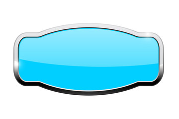 Plate with chrome plate. Blue sign. Vector illustration isolated on white background