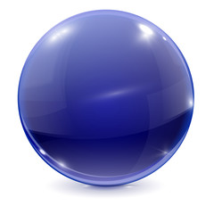 Blue sphere. 3d glass ball