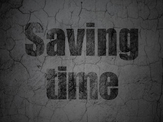 Timeline concept: Saving Time on grunge wall background