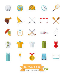 sports flat design icons vector set 2