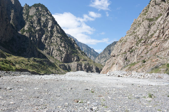 Dariali gorge.The Terek river and Georgian Military road connecting Georgia and Russia