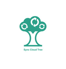 Synchronize cloud tree, Vector logo.