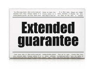 Insurance concept: newspaper headline Extended Guarantee