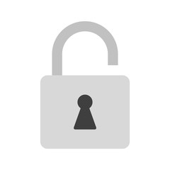 Flat icon unlocked gray padlock. Lock icon. Vector illustration.