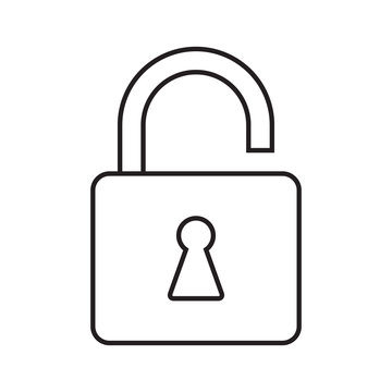 Line Icon Unlocked Padlock. Lock Icon. Vector Illustration.