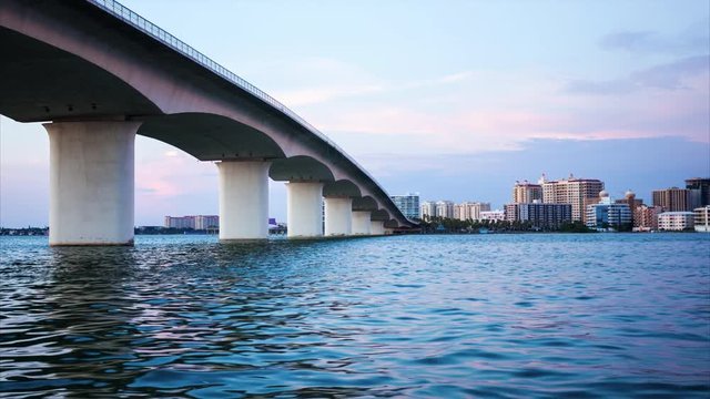 Sarasota, Florida Skyline Day to Night -Time Lapse