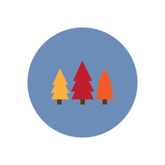 stylish icon in circle Landscape Fir Trees 