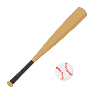 Flat icon baseball bat and ball. Sport. Vector illustration.