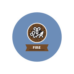 stylish icon in color circle zodiacal element of fire 