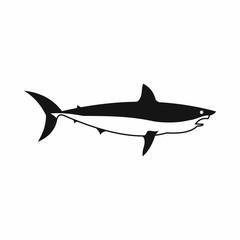 Shark icon in simple style isolated on white background. Fish symbol