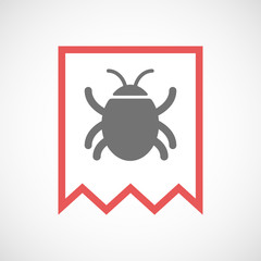 Isolated line art ribbon icon with a bug