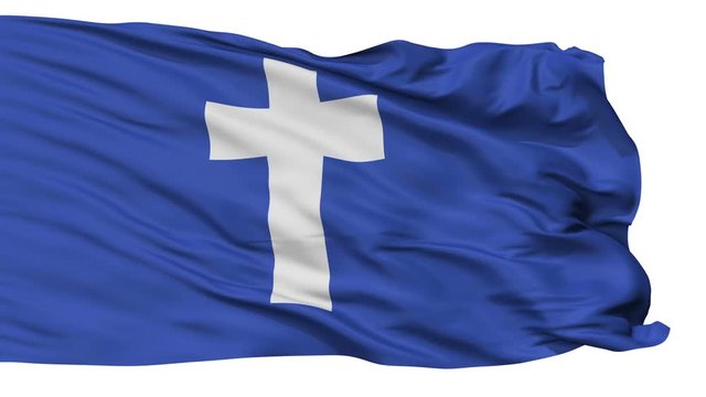 Yacht Chaplain Religious Flag, Isolated Realistic 3D Animation, Seamless Loop - 10 Seconds Long