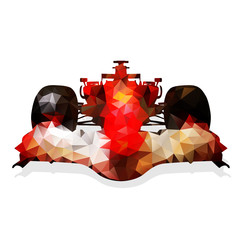 Fototapety  Streszczenie czerwony samochód wyścigowy formuły. Geometryczna ilustracja. Polig