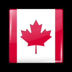 Flag of Canada. Glossy Icon Square Shape