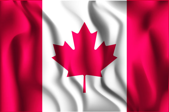 Flag of Canada. Rectangular Shape Icon with Wavy Effect