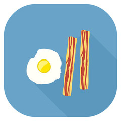 Vector illustration of a breakfast food meal flat Icon.
Bacon and eggs hot food icon.