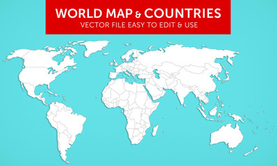 Vector world map with countries vol.1 - obrazy, fototapety, plakaty
