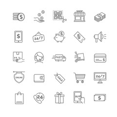 Shopping icons. E-commerce set.